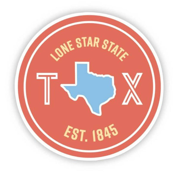 Texas TX Lone Star State Round Vinyl Sticker