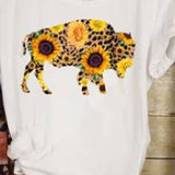 Yellow Sunflower Buffalo Bison Graphic Tee - XL