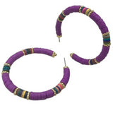 Purple Multi Color Katsuki Bead Hoops 2"