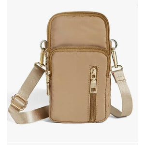 Tan compact crossbody bag purse