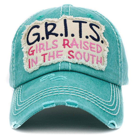 Embroidered Girls Raised in the South G.R.I.T.S Turquoise Ballcap Trucker Hat