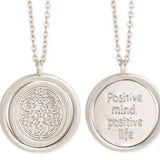Positive Life Mantra Spinning Necklace - Silver