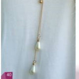 Necklace, Double Layered Gold Drop Chain - Pearl