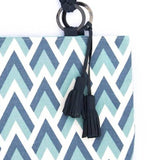 Blue White Mountain Leather Handled Cotton Tote