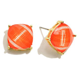 Orange & White Faceted Football Stud Earrings