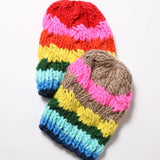 Oversized Chunky Yarn Rainbow Beanie