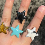 Large Onyx Star Sterling Ring