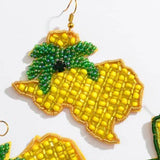 Beaded Texas State Pineapple Inspired Statement Earrings