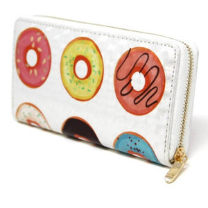 Colorful Donut Print Zip Around Wallet