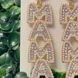 Mama Pearl Crystal Statement Dangle Drop Earrings