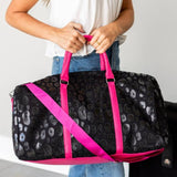 Black Leopard Pink Travel Duffel Weekender Bag