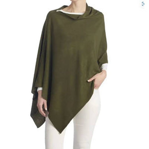 Olive Lightweight Soft Knit Ponchos Shawl Wrap Scarf - Wear Multiple Ways