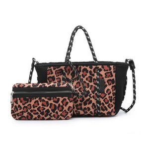 Mini Neoprene Bag in Bag - Brown Leopard
