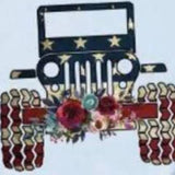 USA Floral Jeep on Light Blue Tee