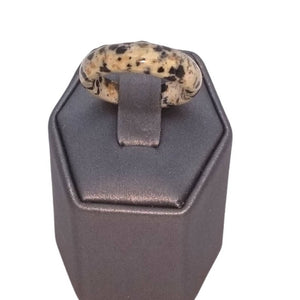 Dalmatian Jasper Stone Band Ring - Size 5.25