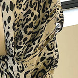 Soft Lightweight Bordered Safari Leopard Print Kimono Wrap Shawl