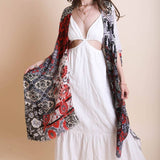 Red & Black Floral Patchwork Kimono