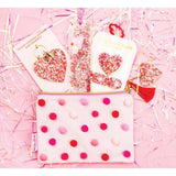 Red & Pink Confetti Acrylic Keyring Key Chain Purse Bag Charm