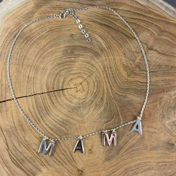 Sterling Silver MAMA Letter Necklace