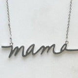 Mama Script Necklace Silver
