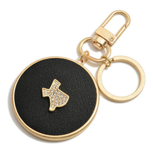 Vegan Leather Crystal Texas Keychain Keyring & Bag Charm