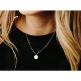 Freshwater Pearl Pendant & Gold Bar Charm Necklace