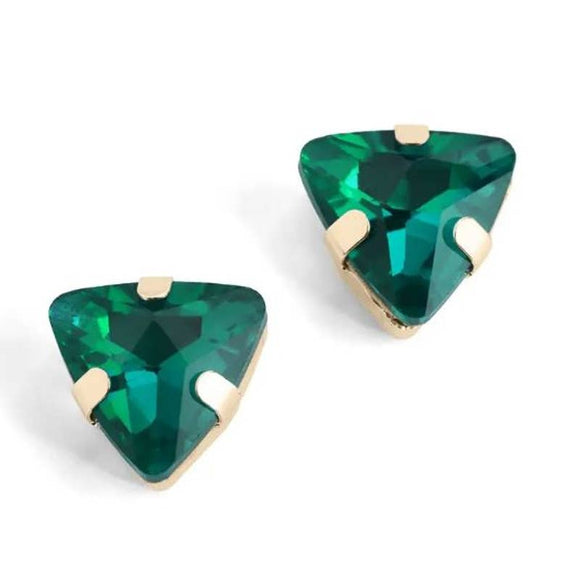 Triangle Jewel Stud - Green