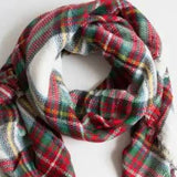 White Red Plaid Blanket Scarf