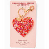 Red & Pink Confetti Acrylic Keyring Key Chain Purse Bag Charm