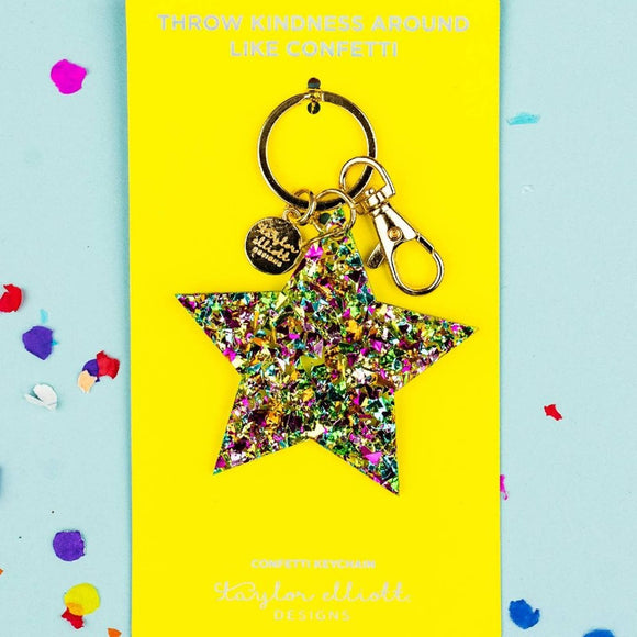 Glitter Confetti Acrylic Star Keychain