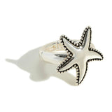 Starfish Adjustable Stretch Silver Tone Ring