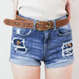 Camel Stitched Belt with Oval Buckle