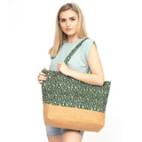 Olive Green w Canvas Bottom Leopard Canvas Tote