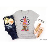 Gnome Love w Leopard Heart on Heathered Gray Graphic Tee
