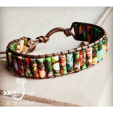 Multicolor Woven Regalite Stacked Stone Bracelet