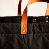 Quilted Cotton Black Tote with Black/White Strap