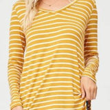 Mustard Yellow & Ivory Stripe Long Sleeve Top