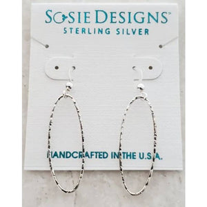 Sterling Silver Diamond-Cut Oval Dangle Earrings
