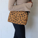 Cotton Canvas Golden Yellow & Tan Leopard Crossbody Bag