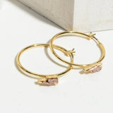 Rose Gold Pink Lightning Druzy Gold Hoop Earrings