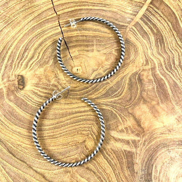 Sterling Rope Hoops -1.25