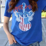 Red White Blue Freedom Rocks Guitar Graphic Tee