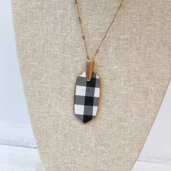 Oval Pendant Buffalo Black/White Check Necklaces