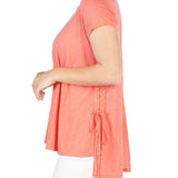 Lace Up Side Tee - Coral