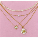 White Daisy Layering Necklace