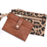 Brown Leopard Double Wallet Wristlet Cardholder Bangle