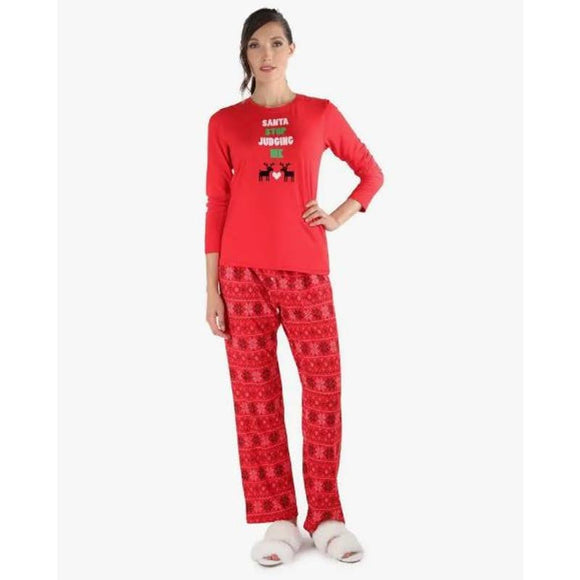 Memoi Red Snowflake Stop Judging 2-Piece Pajama Set