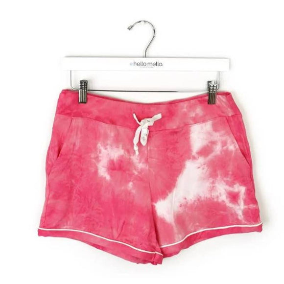 Soft Comfy Coral Pink Tie Dye Lounge Shorts