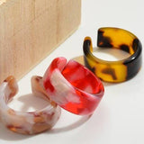Red & White Abstract Resin Band Ring