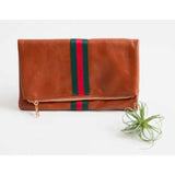 Preppy Stripe Foldover Clutch Green Red Stripe